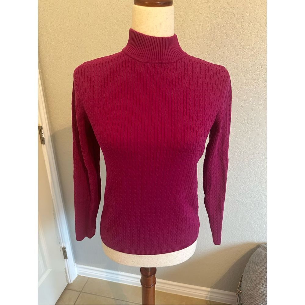Karen Scott Women’s Pink Cable Knit Mock Neck Sweater - Size Small